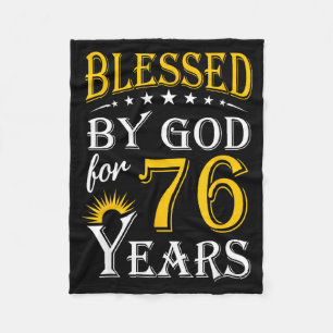 Vintage Blessed God For 76 Artwork Fleece Blanket
