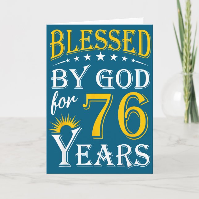 Vintage Blessed God For 76 Design Card (Front)