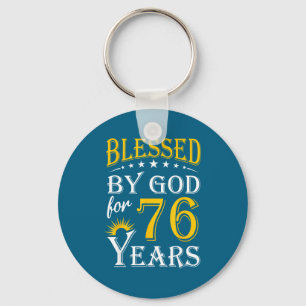 Vintage Blessed God For 76 Illustration Keychain