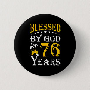 Vintage Blessed God For 76 Scripture Art 2 Inch Round Button