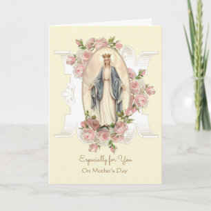 Vintage Blessed Virgin Mary Catholic Mother's Day Card
