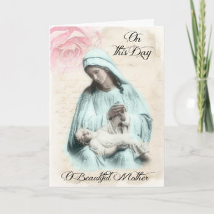 Vintage Blessed Virgin Mary Jesus Mother's Day Card