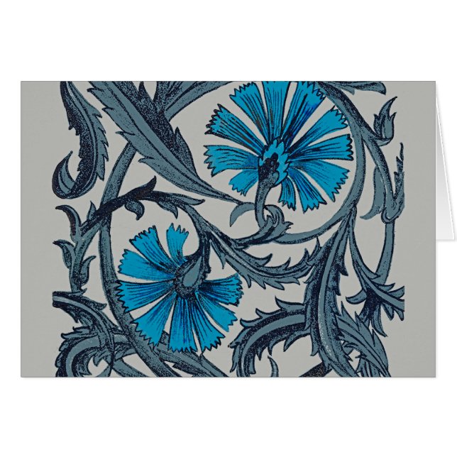 vintage bleu antique fleurs artisanat rustique (Devant horizontal)