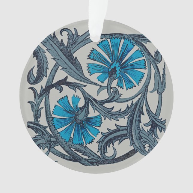 vintage bleu antique fleurs artisanat rustique (devant)