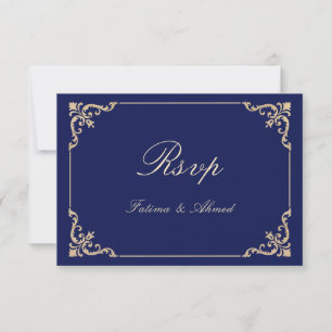 Vintage bleu islamique musulman mariage carte RSVP