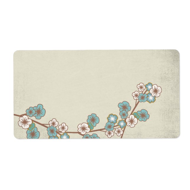 Vintage bleu sakura fleurs Étiquette (Devant)