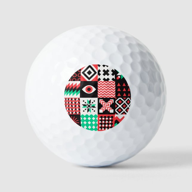 Vintage Block Shapes Abstract Background. Golf Balls (Front)