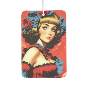 Vintage Blonde Woman In Red And Blue Air Freshener