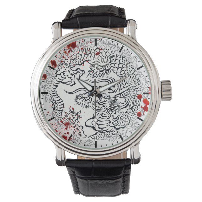 Vintage blood splattered Legendary Japanese Dragon Watch (Front)