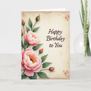Vintage Bloom Birthday Card