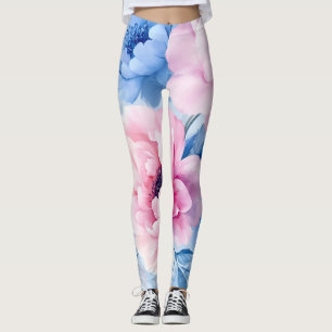 Vintage Bloom Pastel Petals Watercolor Leggings