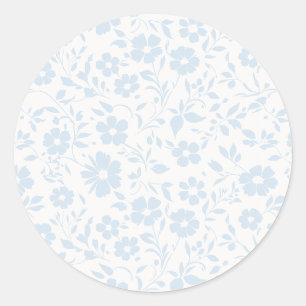 Vintage Bloom Powder Blue - Neutral Classic Round Sticker