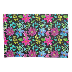 vintage blooming flowers pillowcase