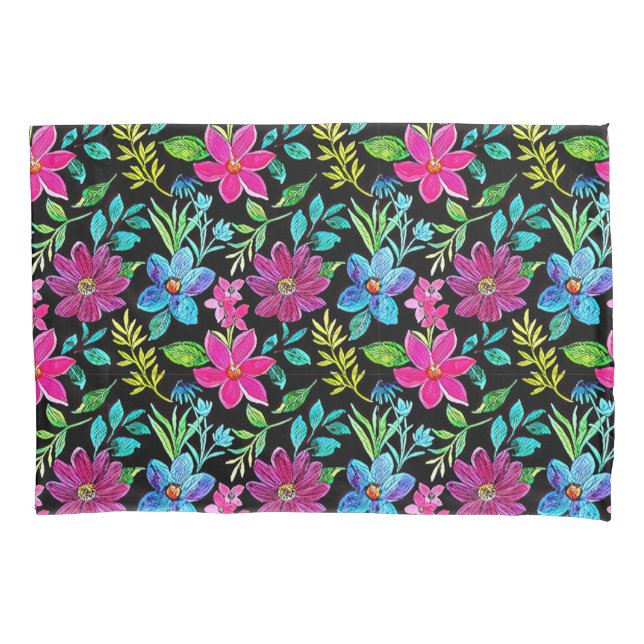 vintage blooming flowers pillowcase (Front)