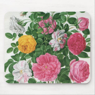 Vintage Blooming Flowers, Spring Garden Roses Mouse Pad