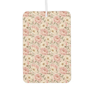 Vintage Blooming Peonies Pattern Air Freshener