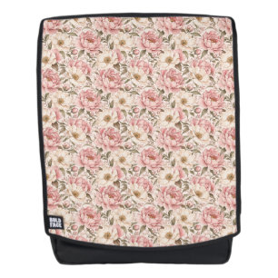 Vintage Blooming Peonies Pattern Backpack
