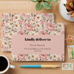 Vintage Blooming Peonies Pattern Envelope