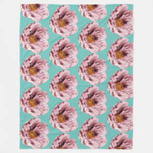 Vintage blooming peony fleece blanket