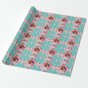 Vintage blooming peony pattern wrapping paper