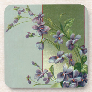 Vintage Blooming Purple Flowers in an Easter Egg Coaster