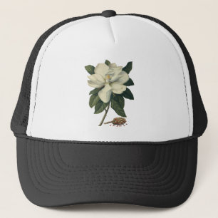 Vintage Blooming White Magnolia Blossom Flowers Trucker Hat