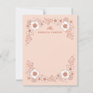 Vintage Blooms Floral Stationery Card - Orange