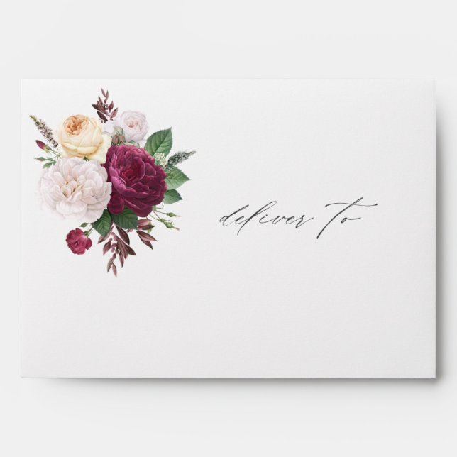 Vintage Blooms Floral Wedding Envelope (Front)