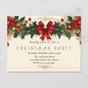 Vintage Blooms: Retro Christmas Invitation