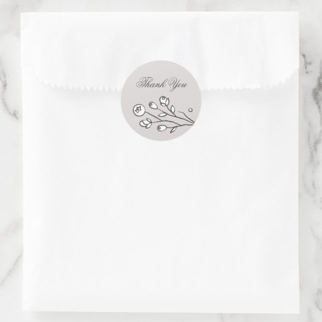 Vintage Blooms Wedding Closure Sticker - Grey (Bag)