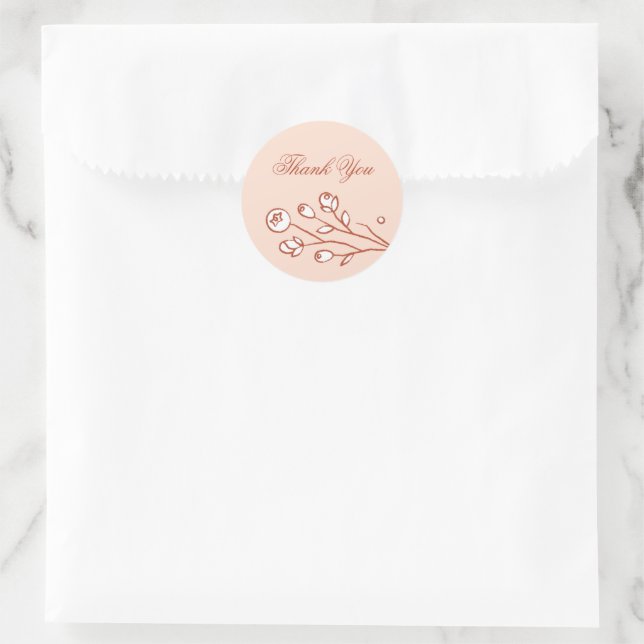 Vintage Blooms Wedding Closure Sticker - Orange (Bag)