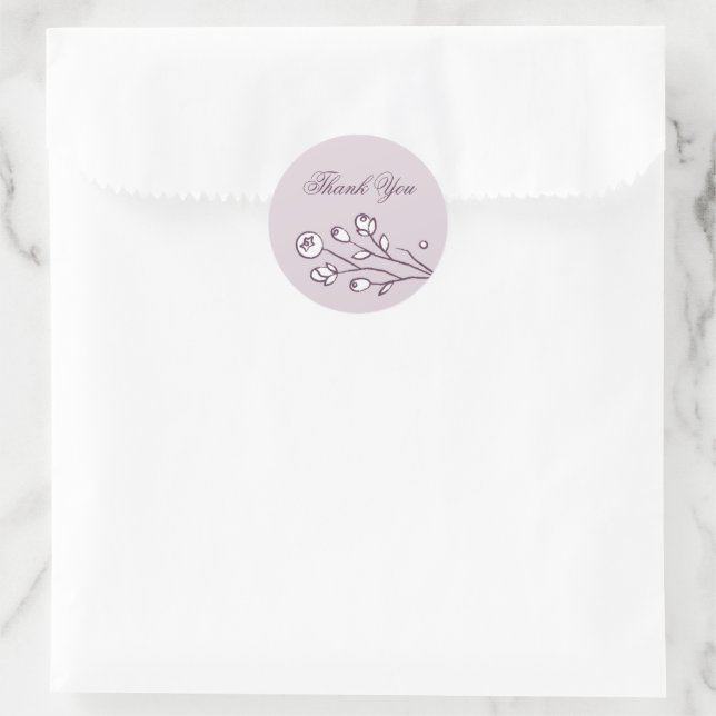 Vintage Blooms Wedding Closure Sticker - Purple (Bag)
