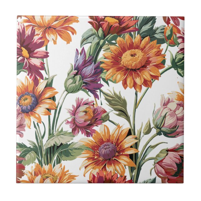 Vintage Blossom Ceramic Tile (Front)