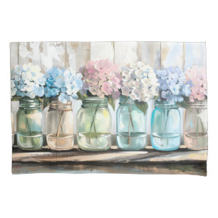 Vintage Blossom Hydrangea Mason Jars Pillowcase