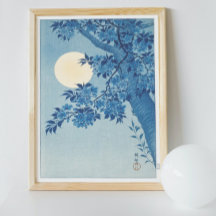 Vintage Blossoming Cherry On A Moonlit Night