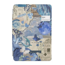 Vintage Blue Aesthetic iPad Cover – Butterfly & Mo