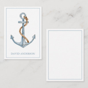 Vintage Blue Anchor With Rope Personalized Card