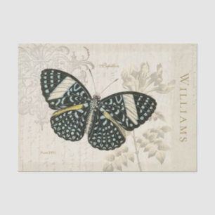 Vintage Blue and Black Butterfly Tissue Paper