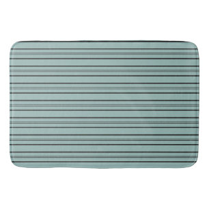Vintage Blue and Black Stripes Bath Mat