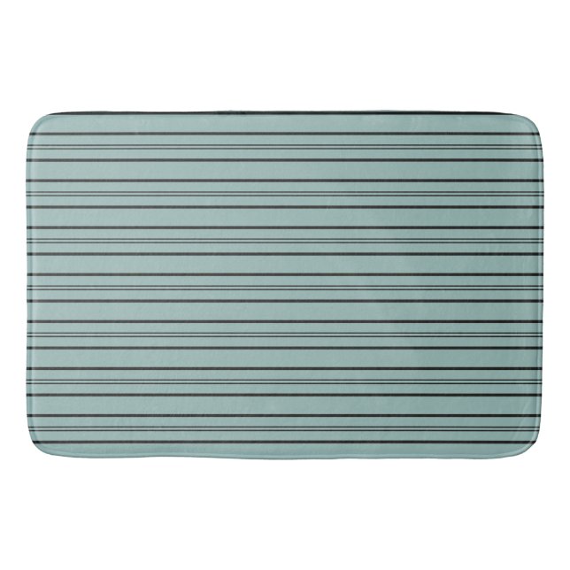 Vintage Blue and Black Stripes  Bath Mat (Front)