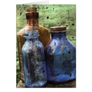 Vintage Blue and Brown Bottles