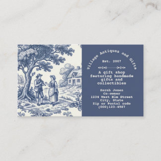 Vintage Blue and Cream Toile de Jouy  Business Card
