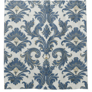 Vintage Blue and Gold Baroque Damask
