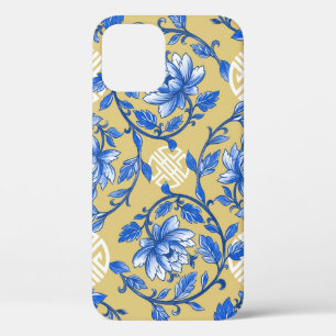 Vintage Blue and Gold Floral Chinoiserie iPhone 12 Case