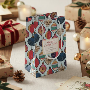 Vintage Blue and Gold Xmas Ornaments Small Gift Bag