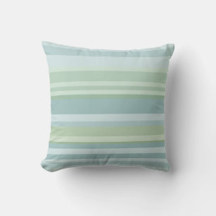 vintage blue and green stripes throw pillow