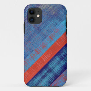 Vintage Blue and Red Stripes Pattern Abstract iPhone 11 Case