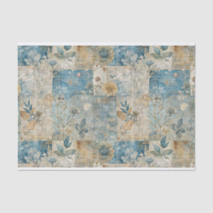 Vintage Blue and Sepia Floral Collage Pattern #3 Tissue Paper