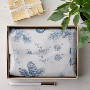 Vintage Blue and White Christmas Decoupage Tissue Paper