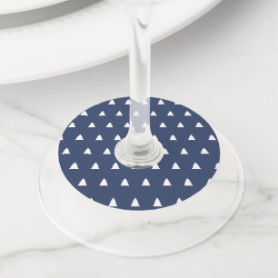 Vintage Blue and White Christmas Tree Pattern Wine Glass Tag